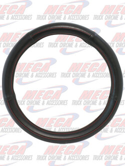 18" DELUXE STEERING WHEEL CVR BLACK PVC W/ RED STITCHING