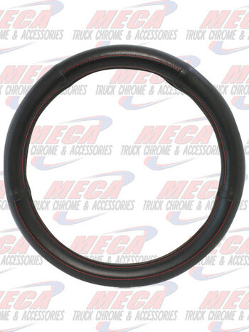 18" DELUXE STEERING WHEEL CVR BLACK PVC W/ RED STITCHING