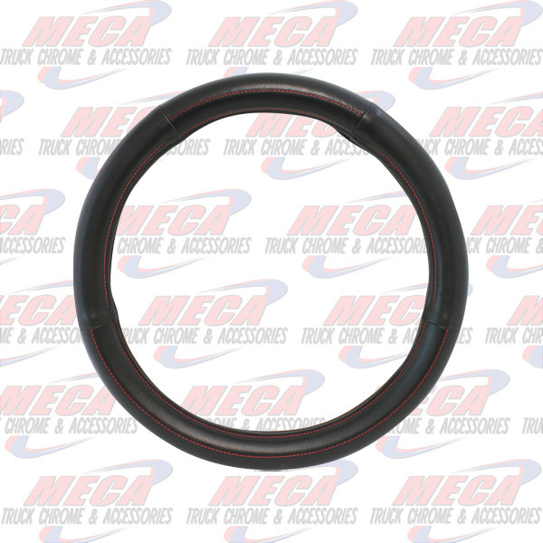 18" DELUXE STEERING WHEEL CVR BLACK PVC W/ RED STITCHING