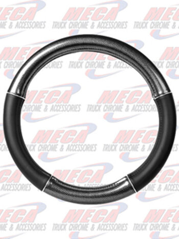 18" DELUXE STEERING WHEEL CVR BLACK CARBON W/ CHROME TRIM