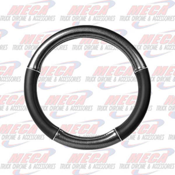 18" DELUXE STEERING WHEEL CVR BLACK CARBON W/ CHROME TRIM