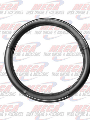 18" DELUXE STEERING WHEEL CVR FULL BLACK W/ CHROME LINING