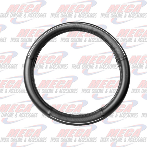 18" DELUXE STEERING WHEEL CVR FULL BLACK W/ CHROME LINING