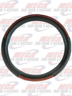 20" DELUXE STEERING WHEEL CVR BLACK W/ DARK WOOD