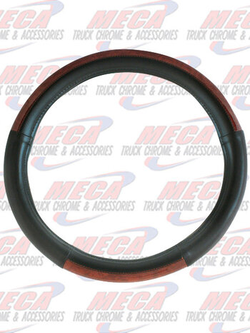 20" DELUXE STEERING WHEEL CVR BLACK W/ DARK WOOD