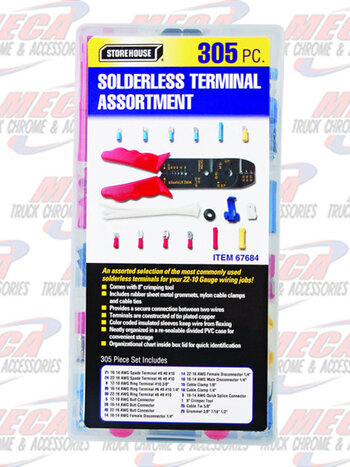 SOLDERLESS WIRE TERMINAL ASORTMENT 305PC W/ TOOL