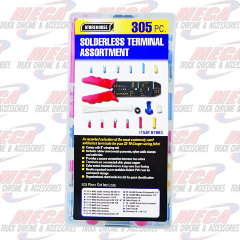 SOLDERLESS WIRE TERMINAL ASORTMENT 305PC W/ TOOL