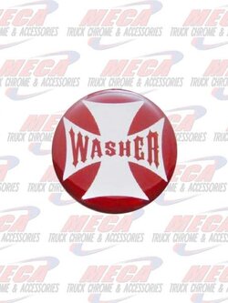 WASHER KNOB STICKER RED GLOSSY CROSS