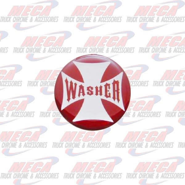 WASHER KNOB STICKER RED GLOSSY CROSS