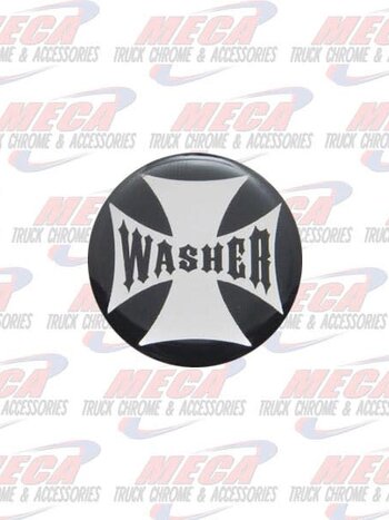 WASHER KNOB STICKER BLACK GLOSSY CROSS