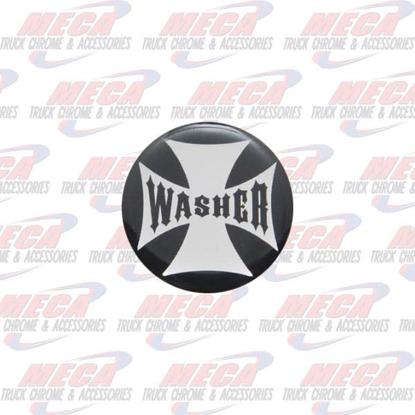 WASHER KNOB STICKER BLACK GLOSSY CROSS