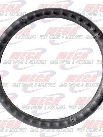 STEERING WHEEL COVER 18" BLACK LEATHER