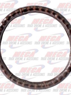 STEERING WHEEL COVER 18" BROWN LEATHER