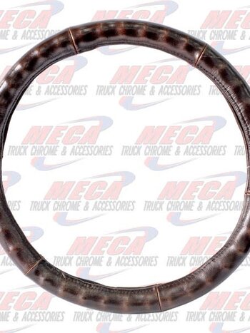STEERING WHEEL COVER 18" BROWN LEATHER