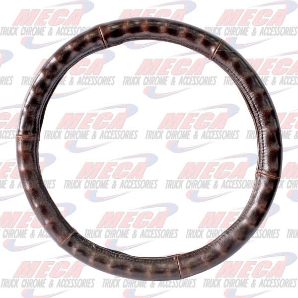 STEERING WHEEL COVER 18" BROWN LEATHER
