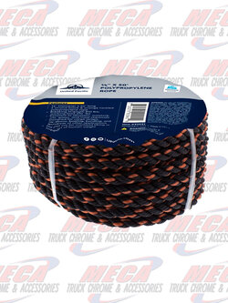 ROPE TWISTED STRAND 3/8" X 50' POLYPROPYLENE ROPE, WORKING LOAD 270LBS, BREAKING STRENGTH 810LBS