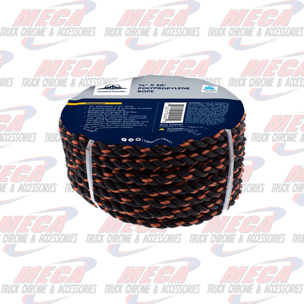 ROPE TWISTED STRAND 3/8" X 50' POLYPROPYLENE ROPE, WORKING LOAD 270LBS, BREAKING STRENGTH 810LBS