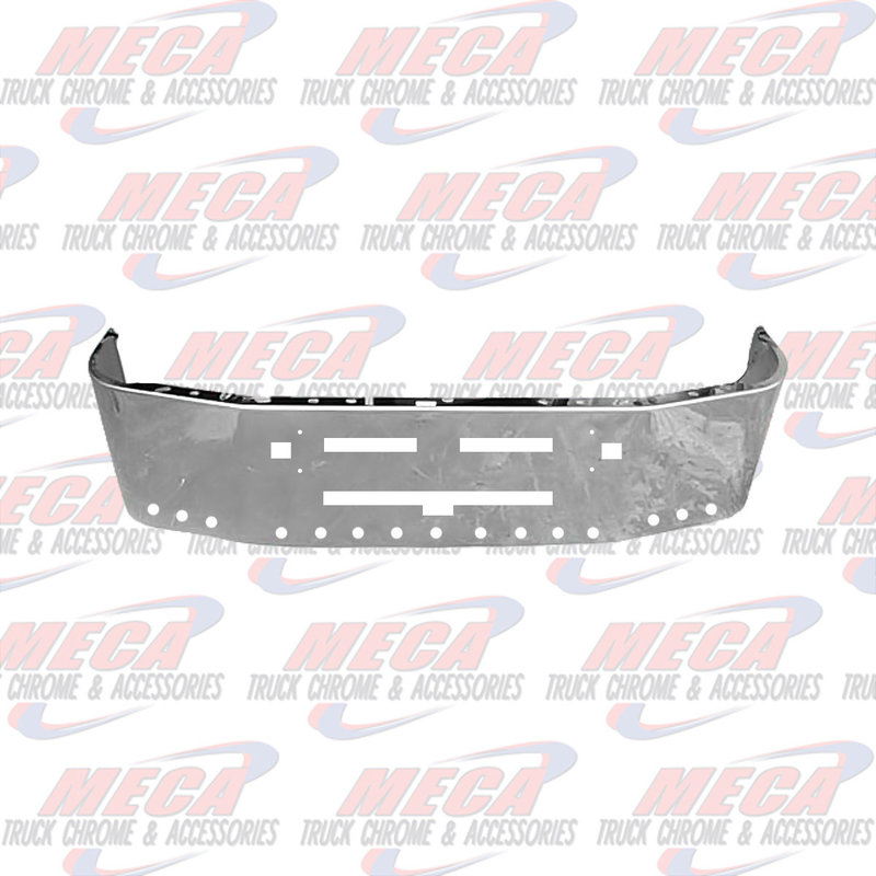 VALLEY CHROME BUMPER KW T600 16'' W/ VENTS, TOW & 15 - 2'' HLS