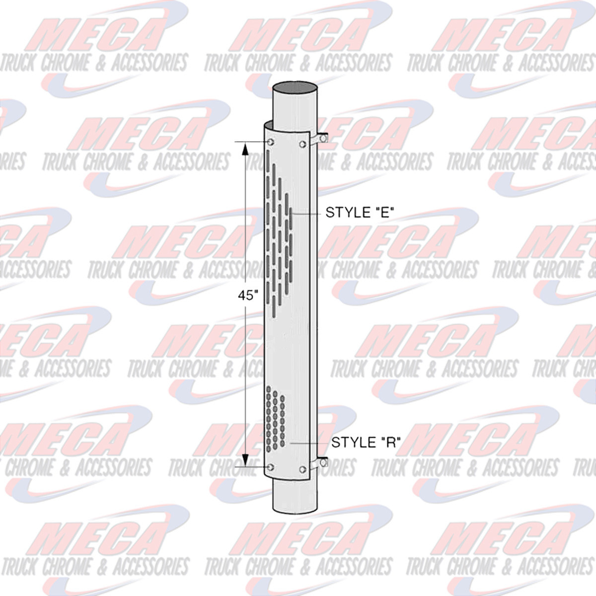 DYNAFLEX STACK GUARD ASSEMBLY 7'' S/S 180DEG W/ BRACKETS HORIZONTAL HOLES
