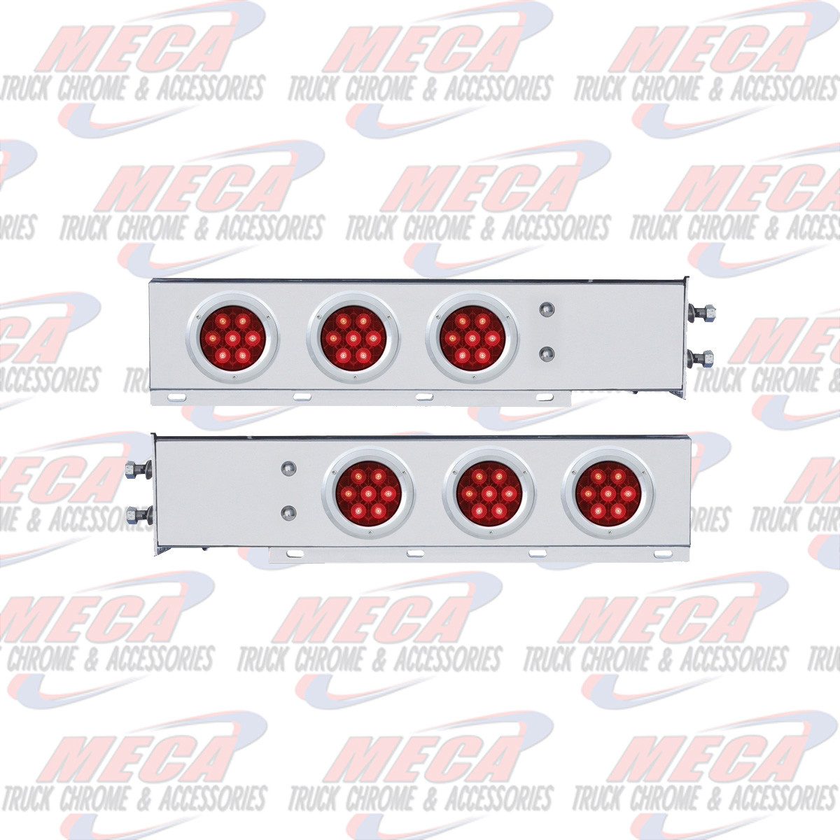 LIGHT BAR S/S SPRING 4" ROUND W/RED COMP SER 2.5" BOLTS