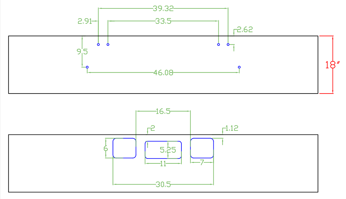VALLEY CHROME BUMPER FL CORONADO 18'' ROLLED END WITH TOW & FOG LIGHT HOLES & 46'' BETWEEN THE BOTTOM MOUNTING HOLES
