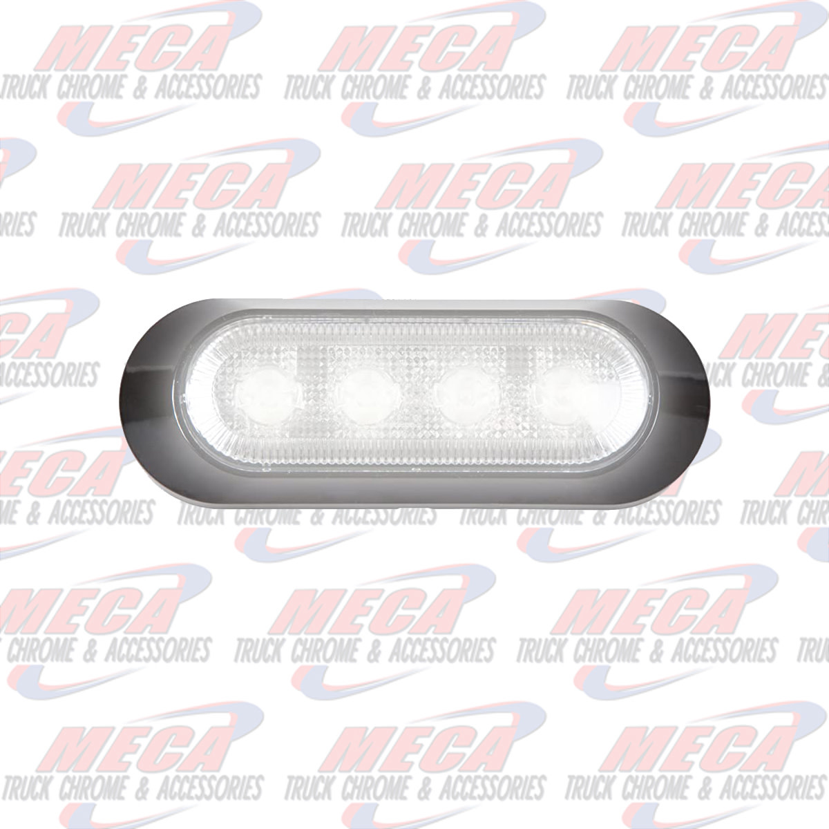 MAXXIMA 4 LED White Clear Lens Warning Surface Mount Black Bezel