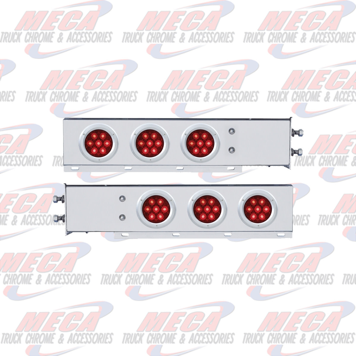 LT BAR S/S SPRING 4" RND W/ RED LED'S 2.5" BOLTS