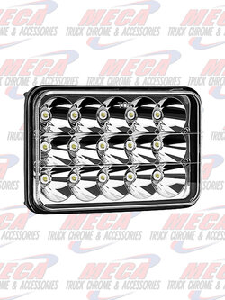LED HEADLIGHT BEAM 4" X 6" (NON-DOT COMPLIANT) HIGH/LOW 15 HIGH POWER LED DIODES RECTANGULAR HEADLIGHT 2700 LUMENS