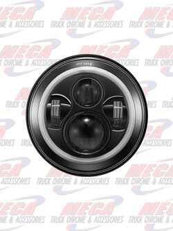 LED HEADLIGHT BEAM 7" ROUND BLACK (DOT COMPLIANT) W/ PROJECTORS HIGH/LOW