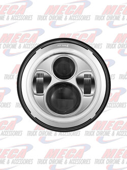 LED HEADLIGHT BEAM 7" ROUND CHROME (DOT COMPLIANT) W/ PROJECTORS HIGH/LOW