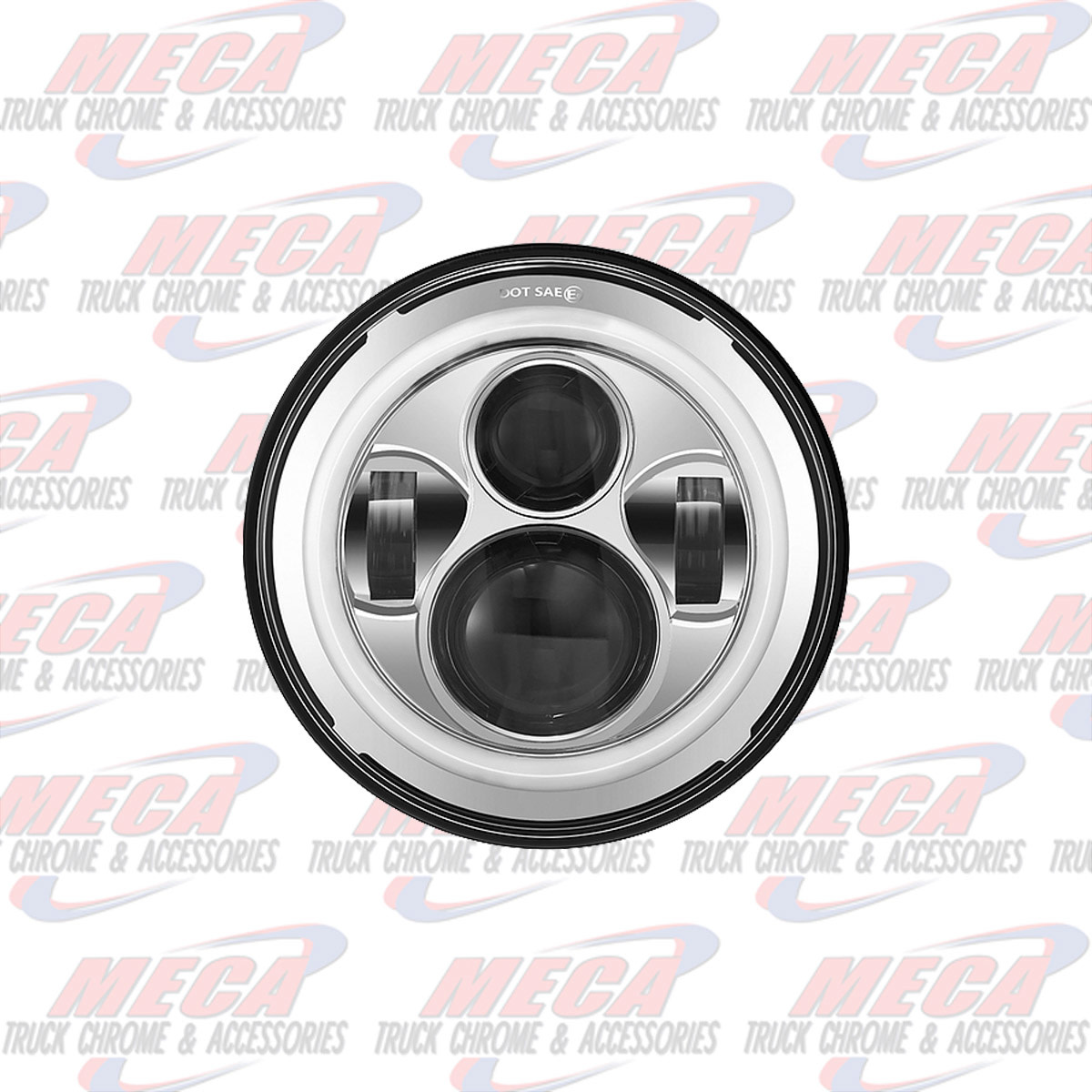 LED HEADLIGHT BEAM 7" ROUND CHROME (DOT COMPLIANT) W/ PROJECTORS HIGH/LOW