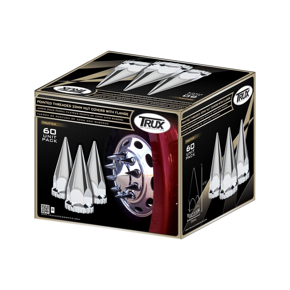 NUT COVER SPIKE THREADED 33MM 60/PACK