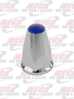 NUT COVER PUSH ON W/FLANGE 33MM FLAT TOP BLUE20/PK single