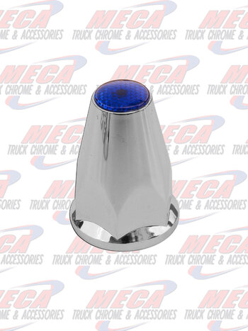 NUT COVER PUSH ON W/FLANGE 33MM FLAT TOP BLUE20/PK single