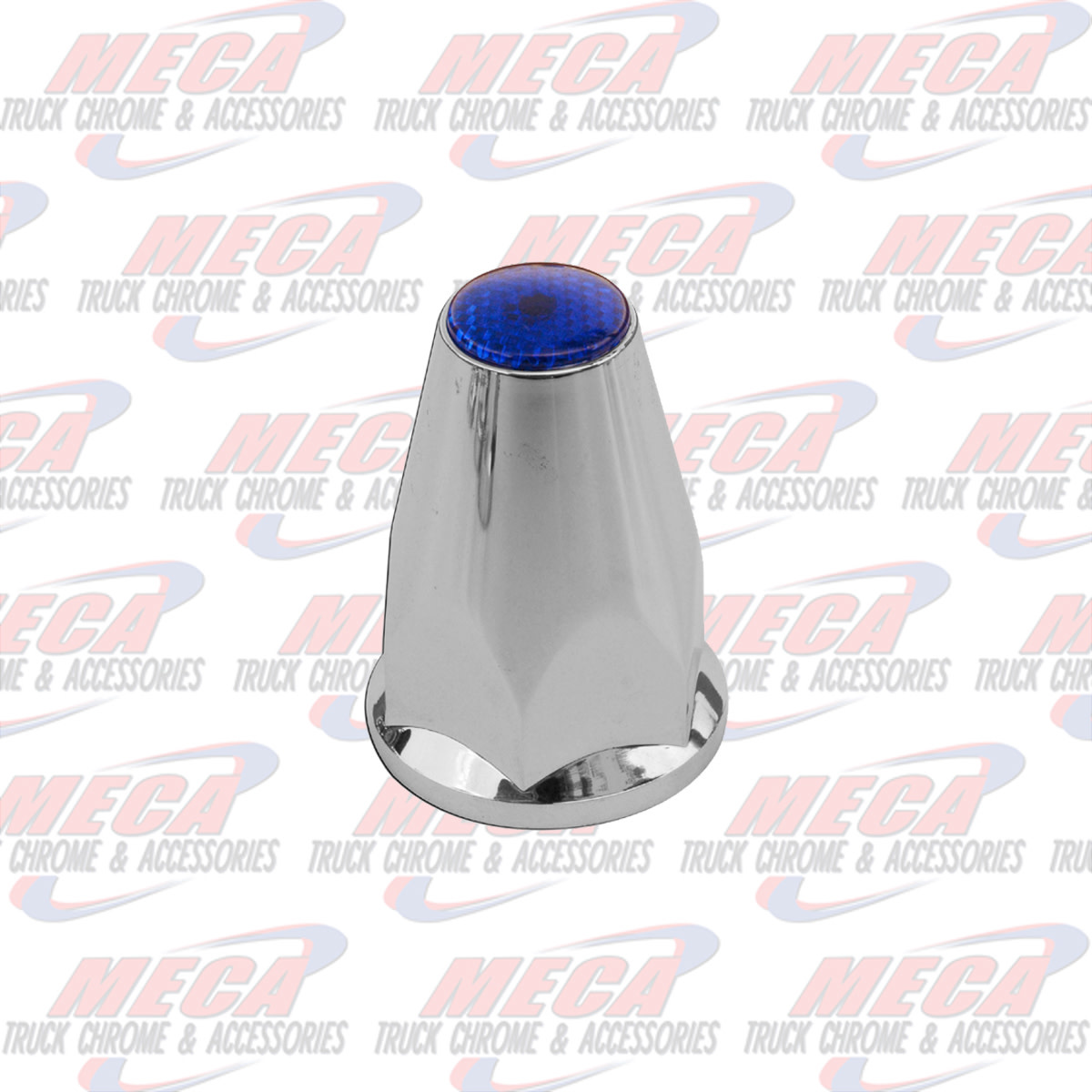 NUT COVER PUSH ON W/FLANGE 33MM FLAT TOP BLUE20/PK single