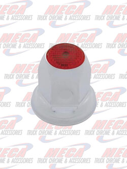NUT COVER METAL CHROME W/FLANGE 33MM RED EACH