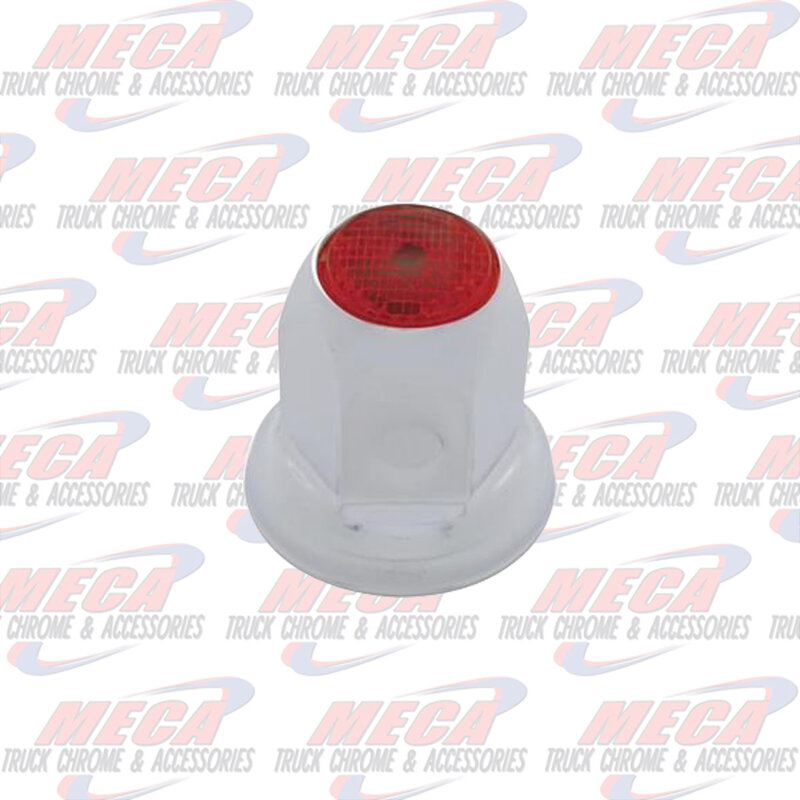 NUT COVER METAL CHROME W/FLANGE 33MM RED EACH
