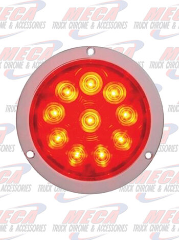 (CARD) 10 RED LED 4" S/T/T DEEP DISH LIGHT - RED LENS