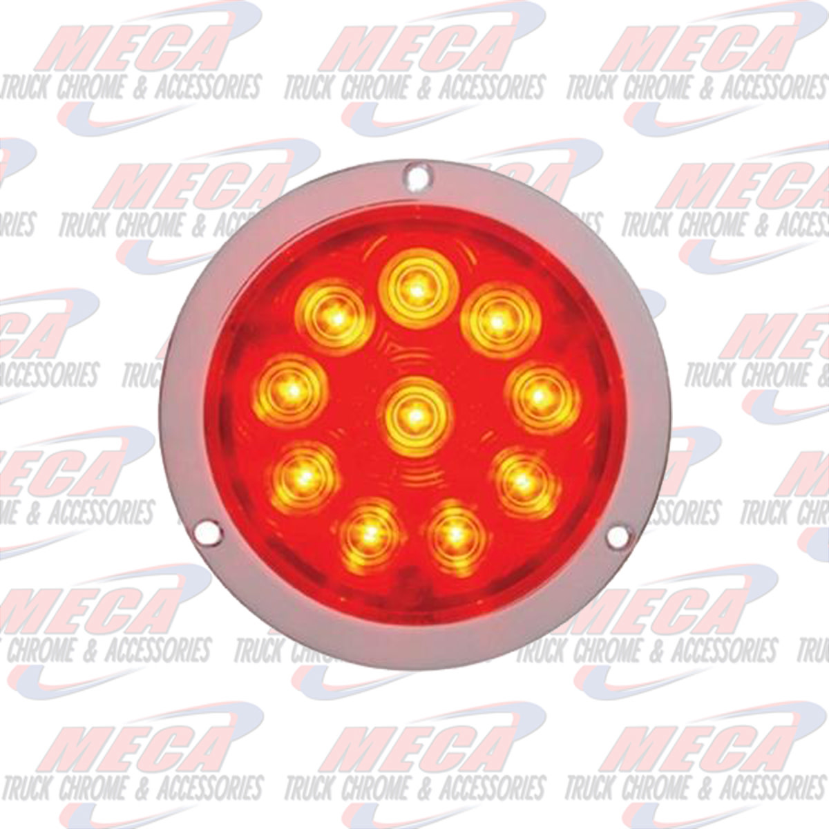 (CARD) 10 RED LED 4" S/T/T DEEP DISH LIGHT - RED LENS