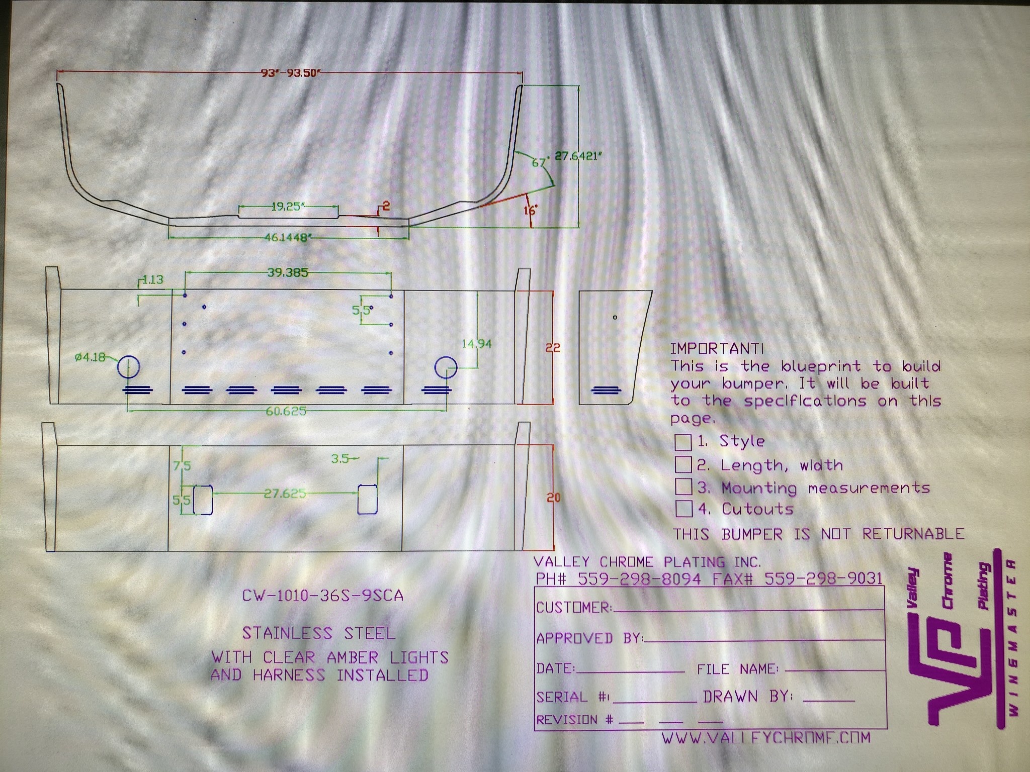 VALLEY CHROME BUMPER 22'' CENTURY 2005-2007 & COLUMBIA 1999-2007 S/S W/ 9 BB LIGHTS, TOW, & ROUND FOG LIKE COB- SERIES