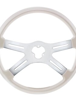 STEERING WHEEL 18" PEARL WHITE 4 SPOKE W/ RECT HOLES UA (HORN BUTTON & BEZEL SOLD SEPARATELY)