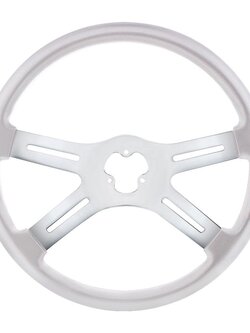 STEERING WHEEL 18" LIQUID SILVER 4 SPOKE W/ RECT HOLES UA (HORN BUTTON & BEZEL SOLD SEPARATELY)