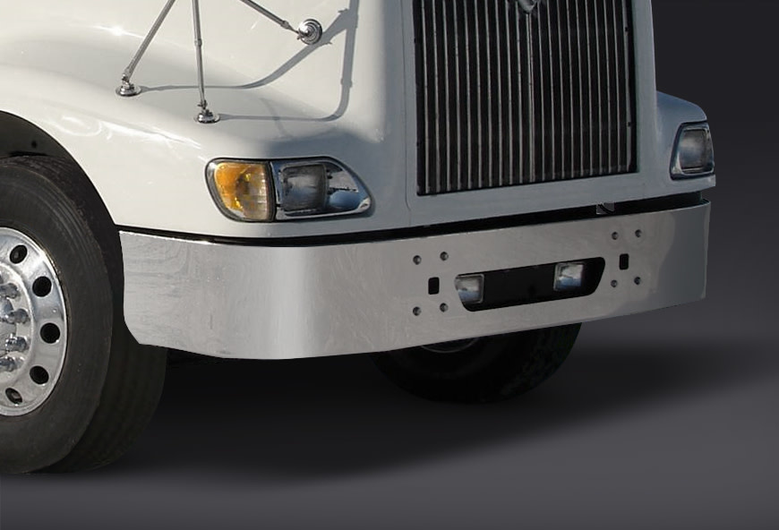 VALLEY CHROME BUMPER IHC 9400 18'' 1997+ S/S TOW, FOG, VENT HOLES