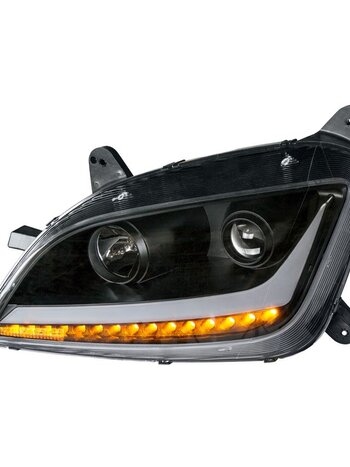 (CBOX) "BLACKOUT" PROJECTION HEADLIGHT WITH LED POSITION LIGHT & LED TURN SIGNAL FOR 2011+ PETERBILT 579/587 - DRIVER