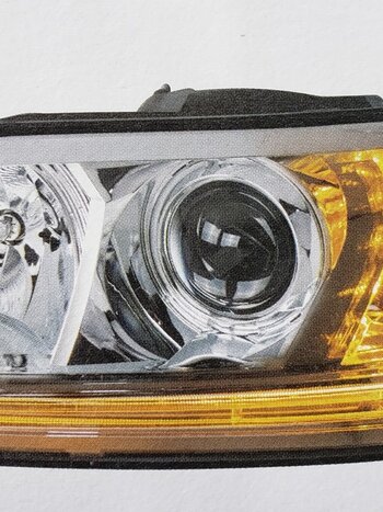 (CBOX) CHROME PROJECTION HEADLIGHT WITH LED POSITION LIGHT & LED TURN SIGNAL 2005-2015 PB 386, 1999-2010 PB 387, 382/384/386/387 - DRIVER