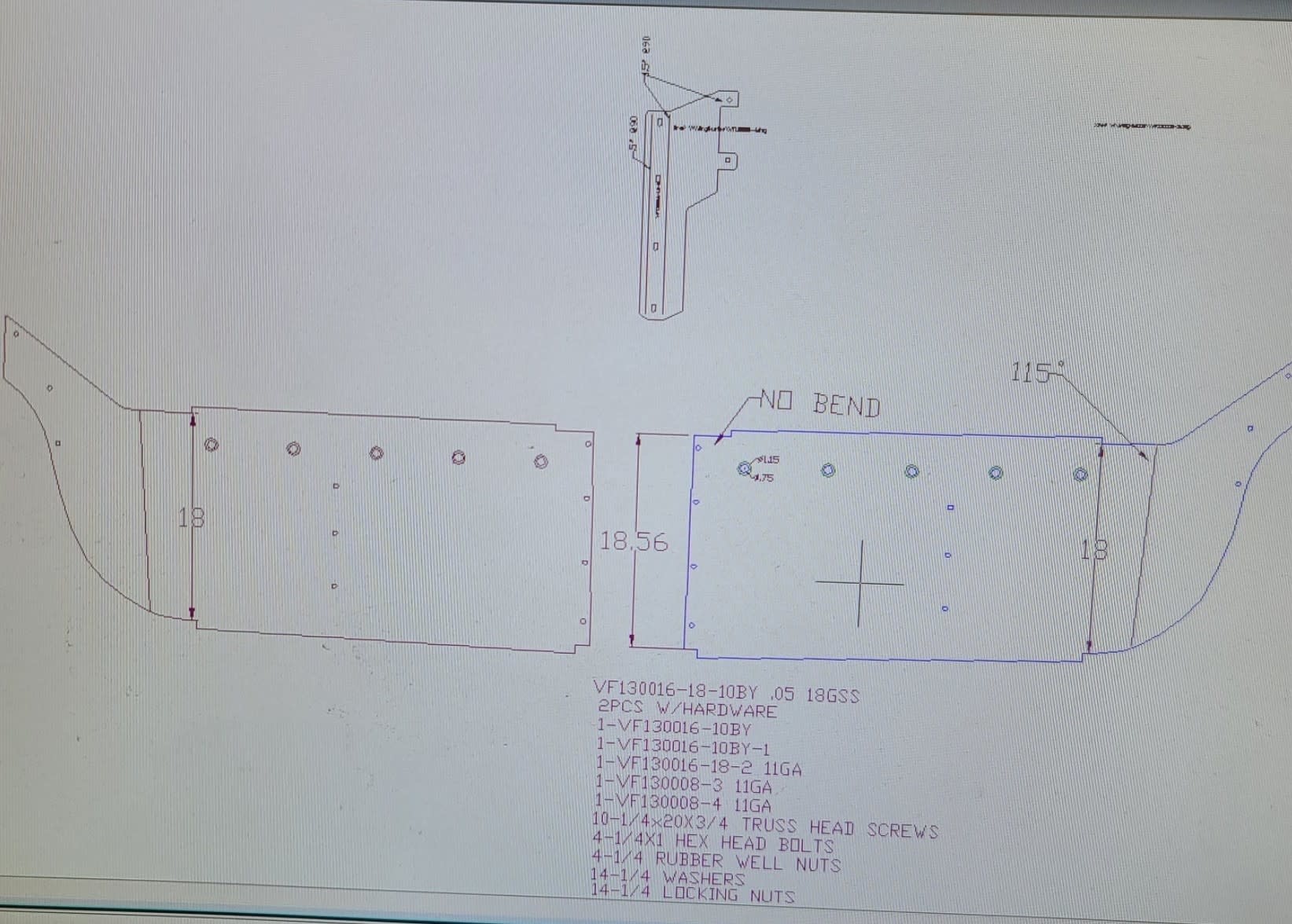 VISOR FL CENTURY 18" MIDROOF W/10-3/4" LIGHT HOLES (3 SIDE BOLTS)