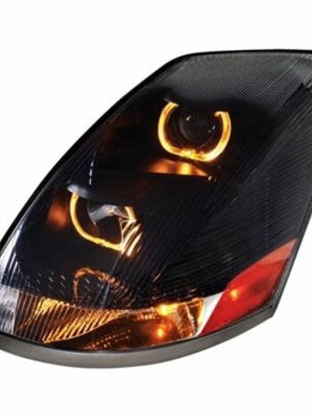 (CBOX) "BLACKOUT"  2004+ VOLVO VN/VNL PROJECTION HEADLIGHT WITH DUAL FUNCTION AMBER LED LIGHT BAR - DRIVER