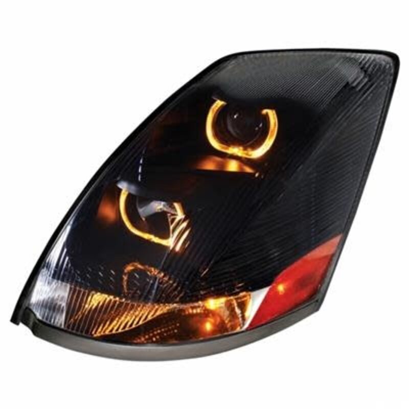 (CBOX) "BLACKOUT"  2004+ VOLVO VN/VNL PROJECTION HEADLIGHT WITH DUAL FUNCTION AMBER LED LIGHT BAR - DRIVER