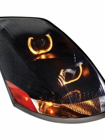 (CBOX)"BLACKOUT" 2004+ VOLVO VN/VNL PROJECTION HEADLIGHT WITH DUAL FUNCTION AMBER LED LIGHT BAR - PASSENGER