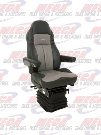SEAT LEGACY "SILVER" TWO TONE DURA LEATHER BLACK & GRAY HIGHBACK W/ ARMS